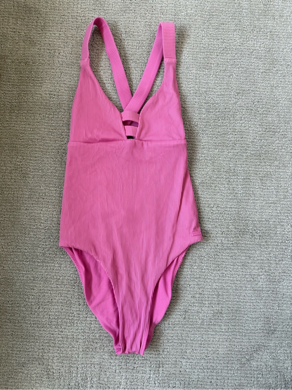 Roxy Womens Pink Ribbed One-Piece Swimsuit